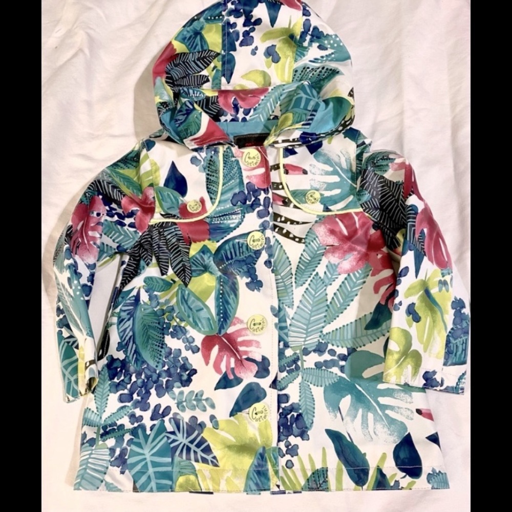 CATIMINI FANTASY FLORAL HOODED RAINCOAT 2T